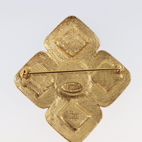 CHANEL Brooch Metal Gold Tone CC Auth bs37051M