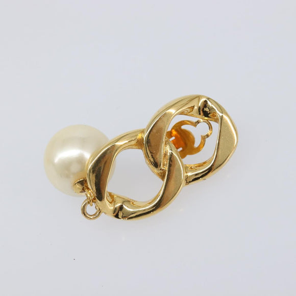 CHANEL Earring metal Gold Tone CC Auth bs37052