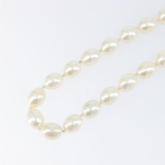 CHANEL Pearl Necklace metal Gold White CC Auth bs37053V