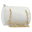 Christian Dior Chain Shoulder Bag Leather White Gold Tone Auth bs37056A-1