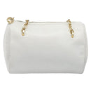 Christian Dior Chain Shoulder Bag Leather White Gold Tone Auth bs37056A-13
