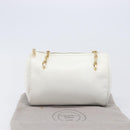 Christian Dior Chain Shoulder Bag Leather White Gold Tone Auth bs37056A-12