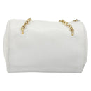 Christian Dior Chain Shoulder Bag Leather White Gold Tone Auth bs37056A-2