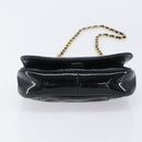CHANEL Chain Shoulder Bag Patent Black Gold Tone CC Auth bs37062-5