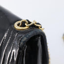 CHANEL Chain Shoulder Bag Patent Black Gold Tone CC Auth bs37062-9
