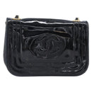 CHANEL Chain Shoulder Bag Patent Black Gold Tone CC Auth bs37062-13
