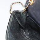 CHANEL Chain Shoulder Bag Patent Black Gold Tone CC Auth bs37062-25