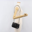 CHANEL Chain Shoulder Bag Patent Black Gold Tone CC Auth bs37062-28