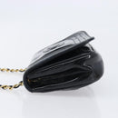 CHANEL Chain Shoulder Bag Patent Black Gold Tone CC Auth bs37062-4