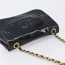 CHANEL Chain Shoulder Bag Patent Black Gold Tone CC Auth bs37062-6