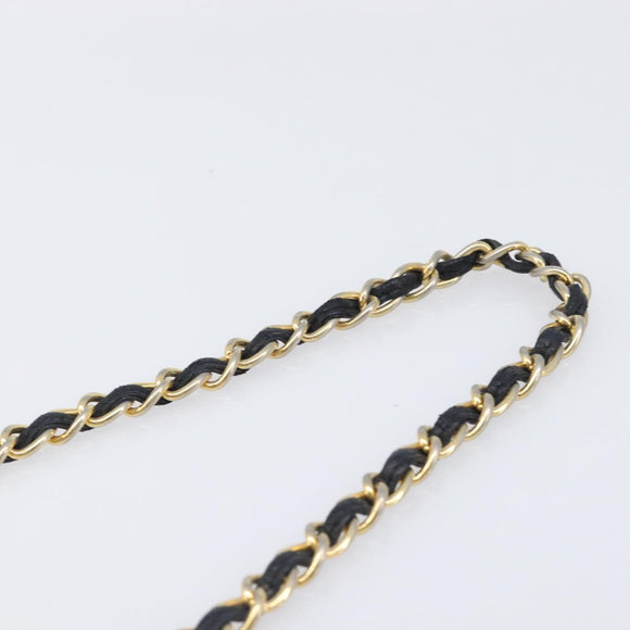 CHANEL Chain Shoulder Bag Patent Black Gold Tone CC Auth bs37062