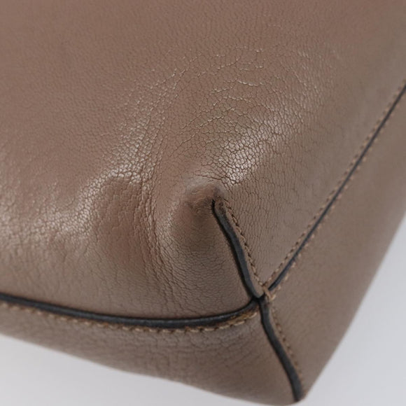 LOEWE Shoulder Bag Leather Beige Gold Tone Auth bs37066