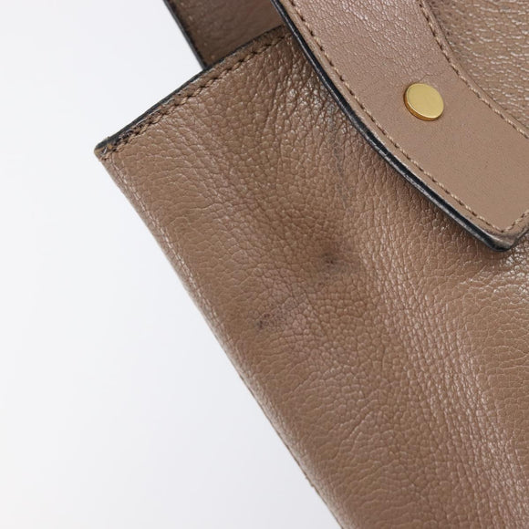 LOEWE Shoulder Bag Leather Beige Gold Tone Auth bs37066