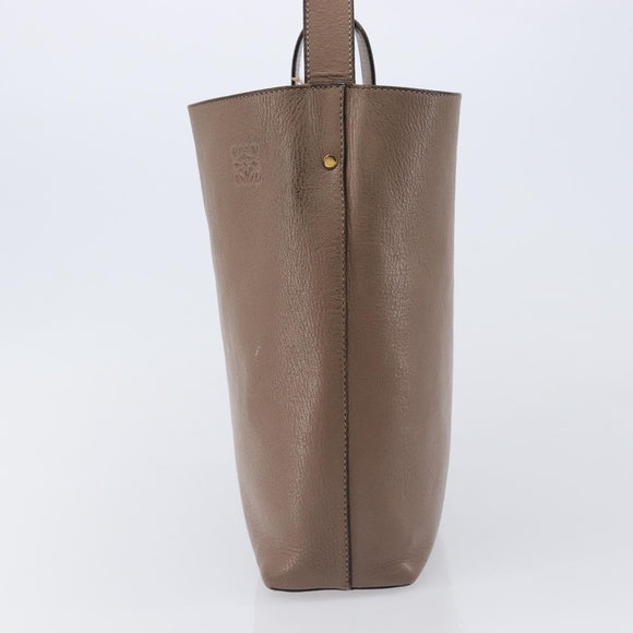 LOEWE Shoulder Bag Leather Beige Gold Tone Auth bs37066