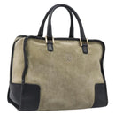 LOEWE Amazona 32 Hand Bag Suede Khaki Gold Tone Auth bs37068-1