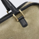LOEWE Amazona 32 Hand Bag Suede Khaki Gold Tone Auth bs37068-18