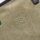 LOEWE Amazona 32 Hand Bag Suede Khaki Gold Tone Auth bs37068-19