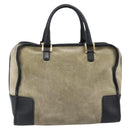 LOEWE Amazona 32 Hand Bag Suede Khaki Gold Tone Auth bs37068-13