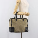 LOEWE Amazona 32 Hand Bag Suede Khaki Gold Tone Auth bs37068-26
