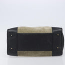 LOEWE Amazona 32 Hand Bag Suede Khaki Gold Tone Auth bs37068-5