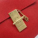 Chloe Drew Chain Shoulder Bag Leather Red Gold Tone Auth bs37070A-17