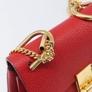 Chloe Drew Chain Shoulder Bag Leather Red Gold Tone Auth bs37070A-18