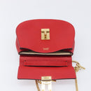 Chloe Drew Chain Shoulder Bag Leather Red Gold Tone Auth bs37070A-19