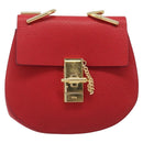 Chloe Drew Chain Shoulder Bag Leather Red Gold Tone Auth bs37070A-13
