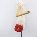 Chloe Drew Chain Shoulder Bag Leather Red Gold Tone Auth bs37070A-24