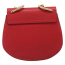 Chloe Drew Chain Shoulder Bag Leather Red Gold Tone Auth bs37070A-2