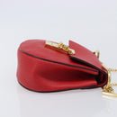Chloe Drew Chain Shoulder Bag Leather Red Gold Tone Auth bs37070A-3