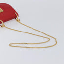 Chloe Drew Chain Shoulder Bag Leather Red Gold Tone Auth bs37070A-7
