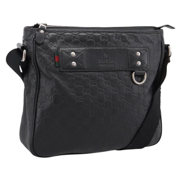 GUCCI GuccissimaGG Shoulder Bag Leather Black Silver 322080 Auth bs37071