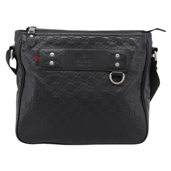 GUCCI GuccissimaGG Shoulder Bag Leather Black Silver 322080 Auth bs37071