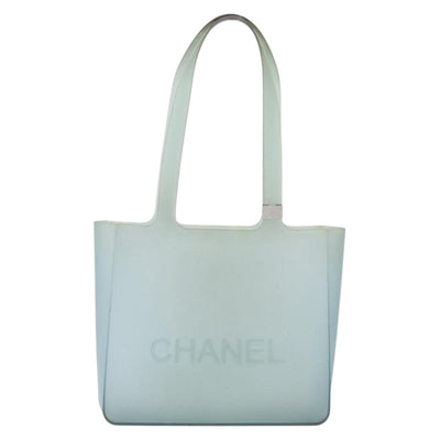 CHANEL Tote Bag Rubber Green Silver CC Auth bs37074 - 0