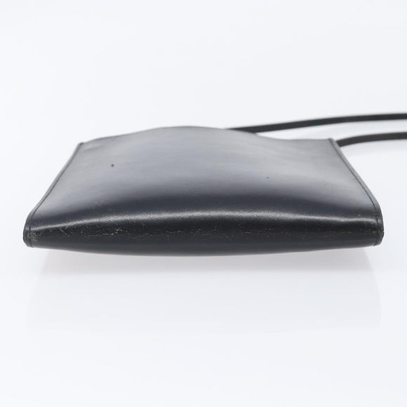 HERMES Omenitu Shoulder Bag Leather Black Auth bs37075