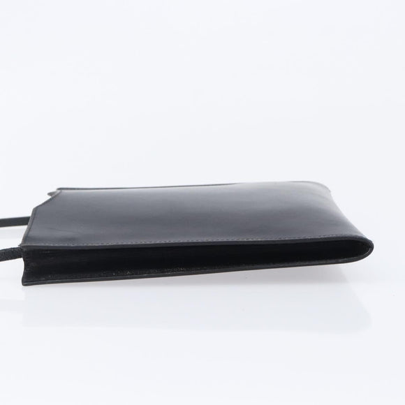 HERMES Omenitu Shoulder Bag Leather Black Auth bs37075