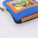 LOEWE Shoulder Pouch Canvas Blue Silver Auth bs37076V-14