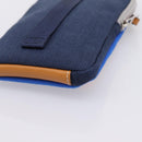 LOEWE Shoulder Pouch Canvas Blue Silver Auth bs37076V-15