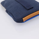 LOEWE Shoulder Pouch Canvas Blue Silver Auth bs37076V-16