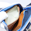 LOEWE Shoulder Pouch Canvas Blue Silver Auth bs37076V-23
