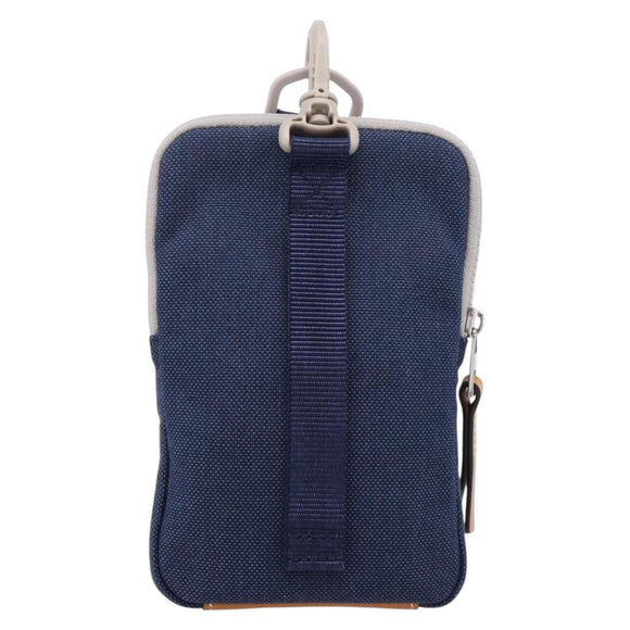 LOEWE Shoulder Pouch Canvas Blue Silver Auth bs37076V
