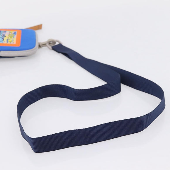 LOEWE Shoulder Pouch Canvas Blue Silver Auth bs37076V