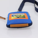 LOEWE Shoulder Pouch Canvas Blue Silver Auth bs37076V-5