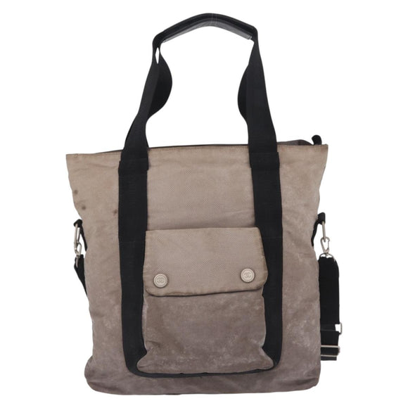 CHANEL Sports Line Tote Bag Canvas 2way Gray Silver CC Auth bs37077