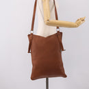 HERMES Shoulder Bag Leather Brown Silver Auth bs37078-21