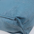 VALENTINO Tote Bag Leather Light Blue Gold Tone Auth bs37079-15