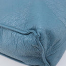 VALENTINO Tote Bag Leather Light Blue Gold Tone Auth bs37079-17