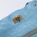 VALENTINO Tote Bag Leather Light Blue Gold Tone Auth bs37079-19