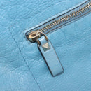 VALENTINO Tote Bag Leather Light Blue Gold Tone Auth bs37079-24